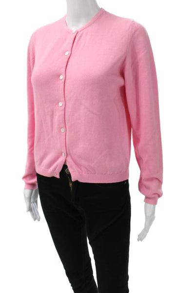 Lilly Pulitzer Womens Pink Cotton Long Sleeve Cardigan Round Neck Solid Size S