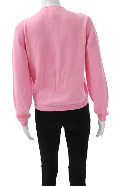 Lilly Pulitzer Womens Pink Cotton Long Sleeve Cardigan Round Neck Solid Size S