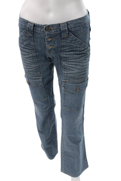 Joie Women Bootcut Blue Jeans Mid Rise Button Cotton Size 27