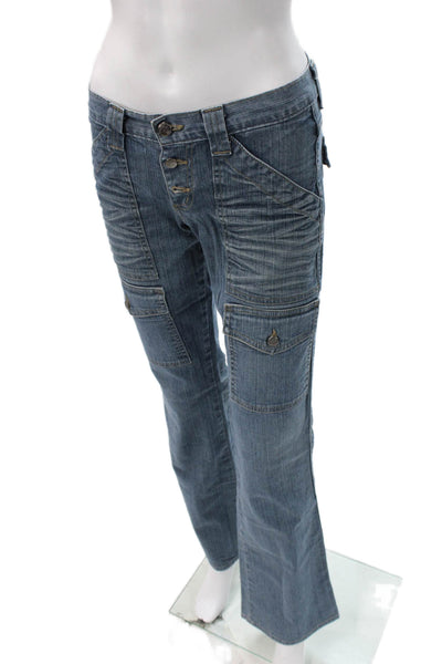 Joie Women Bootcut Blue Jeans Mid Rise Button Cotton Size 27
