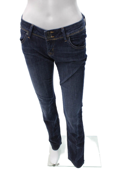 Hudson Womens Blue Straight Jeans Button Mid Rise Size 26
