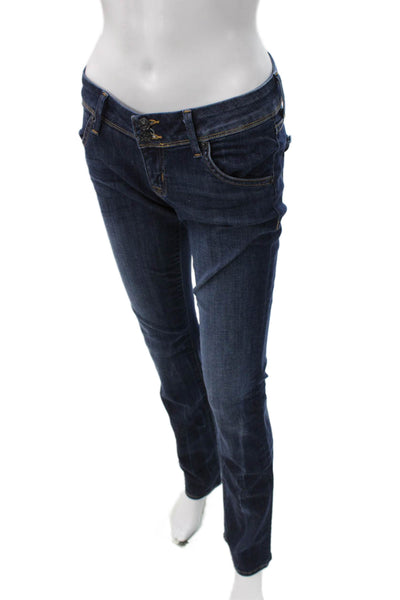 Hudson Womens Blue Straight Jeans Button Mid Rise Size 26