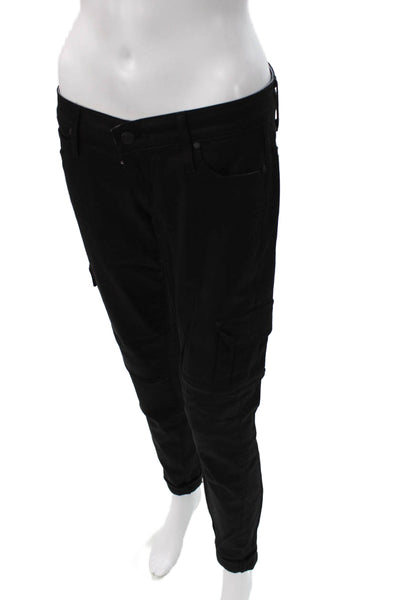 Paige Womens Skinny Jeans Black Solid Cotton Blend Button Size 25