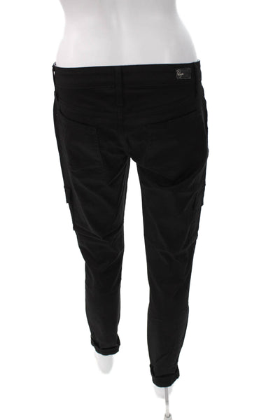 Paige Womens Skinny Jeans Black Solid Cotton Blend Button Size 25
