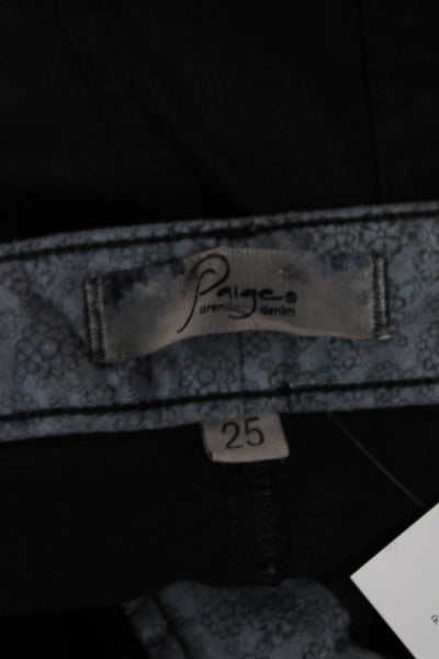 Paige Womens Skinny Jeans Black Solid Cotton Blend Button Size 25