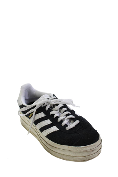 Adidas Womens Suede Striped Platform Sneakers Black Size 6