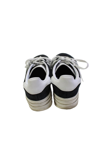 Adidas Womens Suede Striped Platform Sneakers Black Size 6