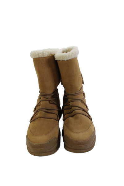 Love Moschino Womens Suede Faux Shearling Lined Snow Boots Brown Size 6