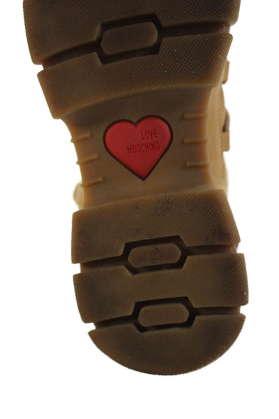 Love Moschino Womens Suede Faux Shearling Lined Snow Boots Brown Size 6