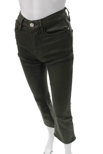 Frame Womens Cropped Jeans Green Cotton Button Size 24