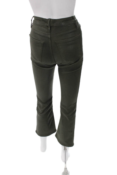 Frame Womens Cropped Jeans Green Cotton Button Size 24