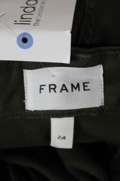 Frame Womens Cropped Jeans Green Cotton Button Size 24