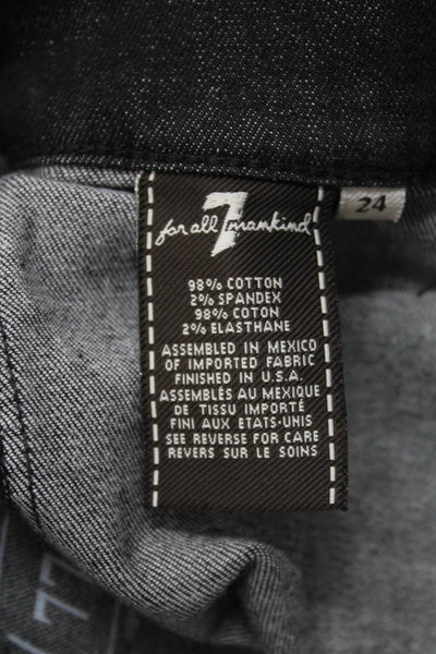 7 For All Mankind Womens Skinny Black Low Rise Cotton Jeans Size 24