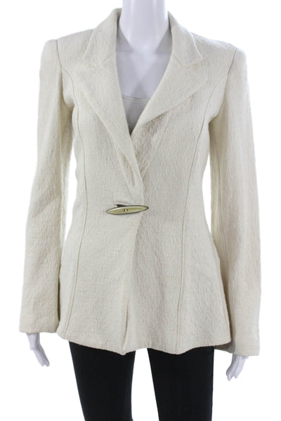 Armani Collezioni Women Ivory Acrylic Blazer Toggle Closure Size 6
