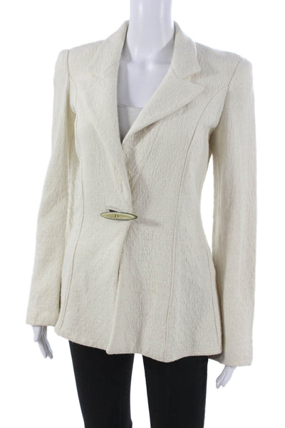 Armani Collezioni Women Ivory Acrylic Blazer Toggle Closure Size 6