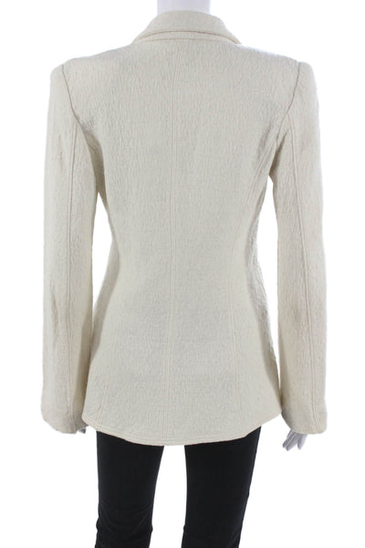 Armani Collezioni Women Ivory Acrylic Blazer Toggle Closure Size 6