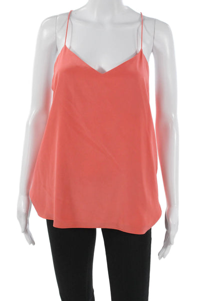 Tibi Womens Silk V-Neck Tank Orange Size 8