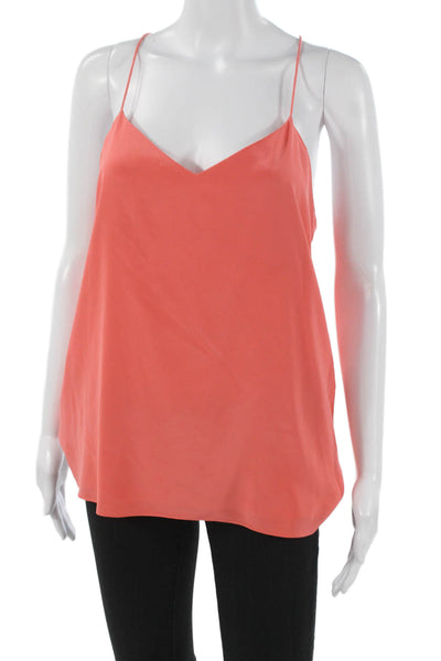 Tibi Womens Silk V-Neck Tank Orange Size 8