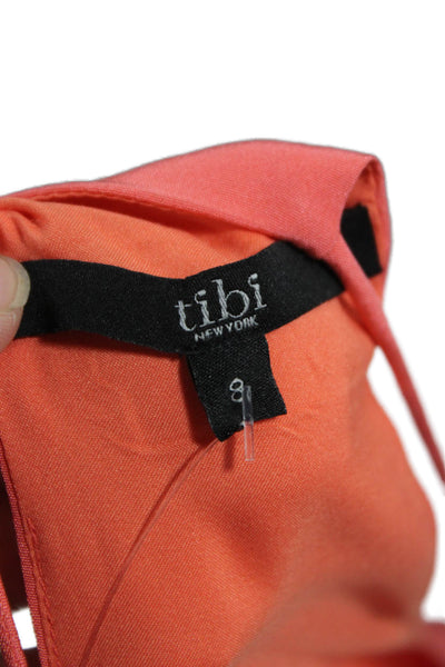 Tibi Womens Silk V-Neck Tank Orange Size 8