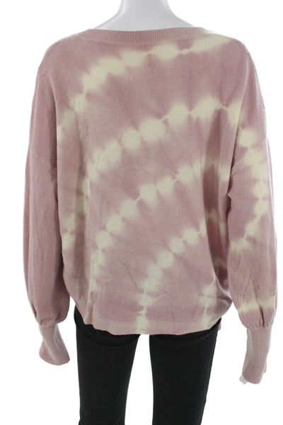 Cinq A Sept Womens Tie Dye V Neck Wool Pullover Sweater Pink Size M