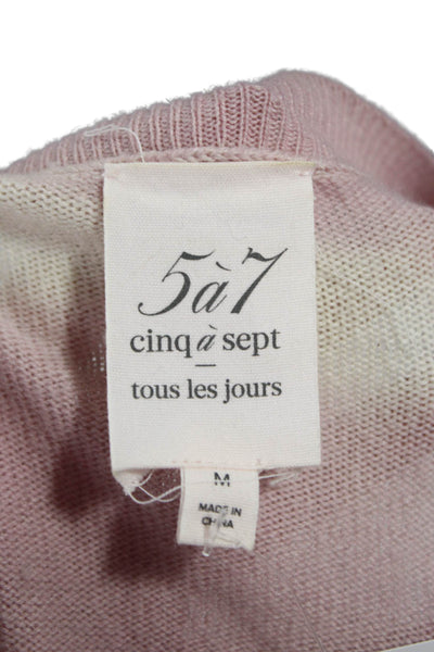 Cinq A Sept Womens Tie Dye V Neck Wool Pullover Sweater Pink Size M