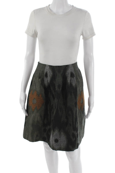 Etro Women A-Line Geometric Multicolor Wool Polyester Cotton Skirt Zip Size 42