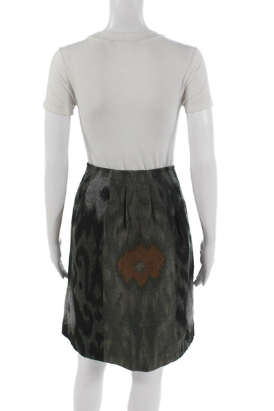 Etro Women A-Line Geometric Multicolor Wool Polyester Cotton Skirt Zip Size 42