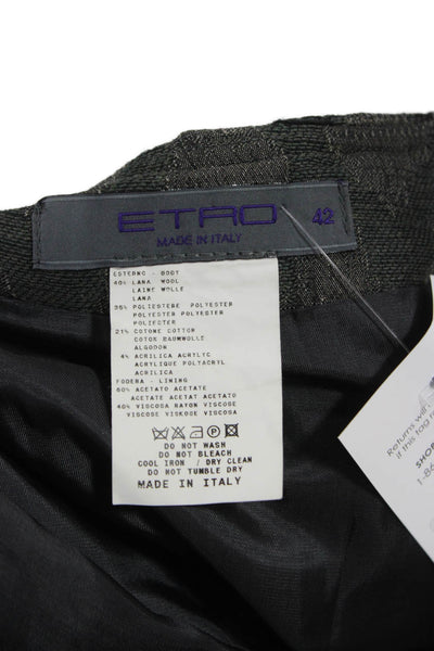 Etro Women A-Line Geometric Multicolor Wool Polyester Cotton Skirt Zip Size 42