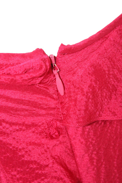 Carolina Herrera Women Maxi Silk Red Sleeveless Scoop Neck Zip Dress Size 6