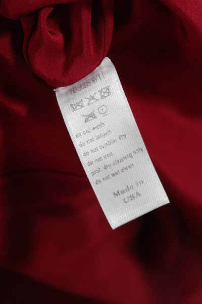 Carolina Herrera Women Maxi Silk Red Sleeveless Scoop Neck Zip Dress Size 6