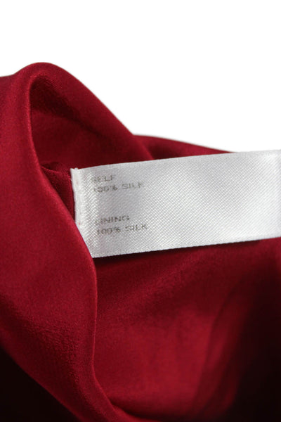 Carolina Herrera Women Maxi Silk Red Sleeveless Scoop Neck Zip Dress Size 6