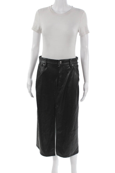 Rag & Bone Womens Straight Pencil Midi Skirt Black Button Size 27