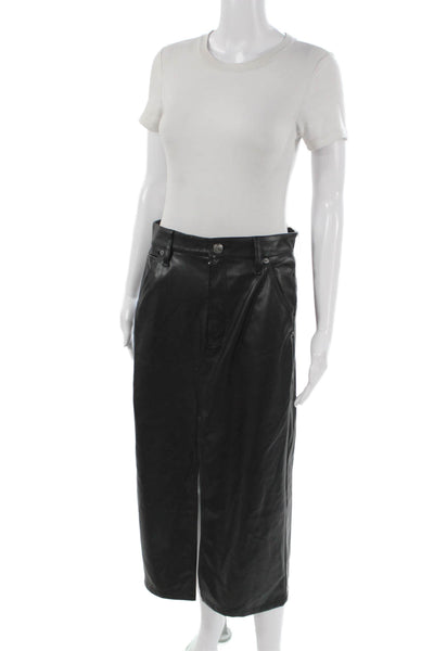 Rag & Bone Womens Straight Pencil Midi Skirt Black Button Size 27
