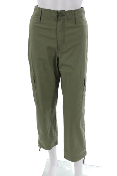 Sanctuary Womens Cargo Pants Green Cotton Button Inseam 25in Size L