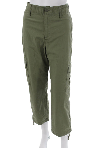 Sanctuary Womens Cargo Pants Green Cotton Button Inseam 25in Size L