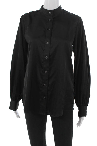 Karl Lagerfeld Womens Black Collared Long Sleeve Basic Blouse Size S