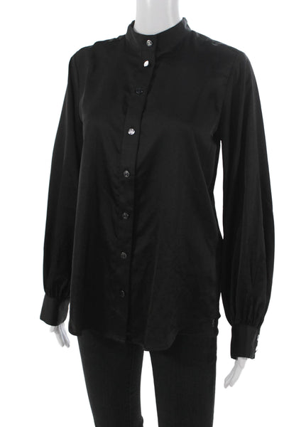 Karl Lagerfeld Womens Black Collared Long Sleeve Basic Blouse Size S