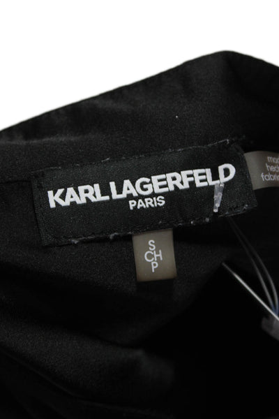 Karl Lagerfeld Womens Black Collared Long Sleeve Basic Blouse Size S