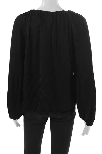 Velvet Women V-Neck Black Viscose Long Sleeve Basic Blouse Size XS