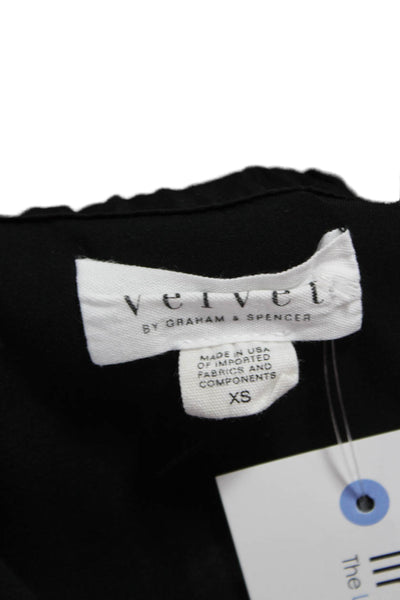 Velvet Women V-Neck Black Viscose Long Sleeve Basic Blouse Size XS