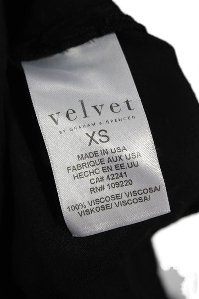 Velvet Women V-Neck Black Viscose Long Sleeve Basic Blouse Size XS