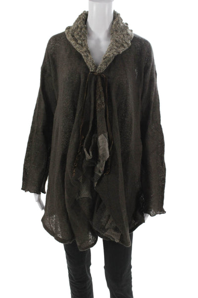 Marilu Women Collared Brown Cardigan Long Sleeve Polyacrylic Size XL