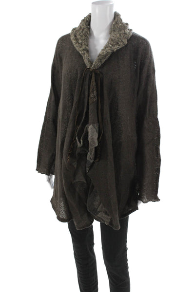 Marilu Women Collared Brown Cardigan Long Sleeve Polyacrylic Size XL