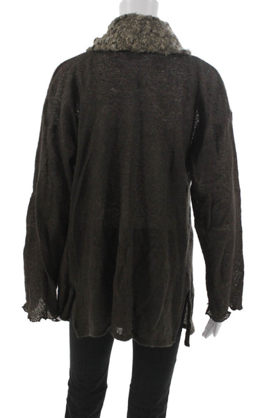 Marilu Women Collared Brown Cardigan Long Sleeve Polyacrylic Size XL