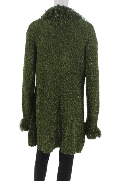 Sioni Womens Green Collared Acrylic Cardigan Long Sleeve Size XL