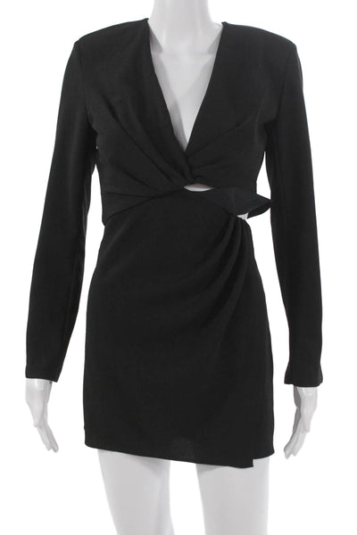 Zara Women Bodycon Black V-Neck Long Sleeve Dress Size XS