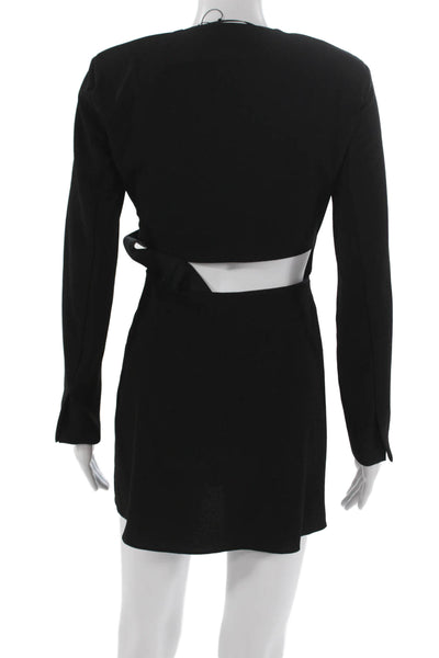Zara Women Bodycon Black V-Neck Long Sleeve Dress Size XS