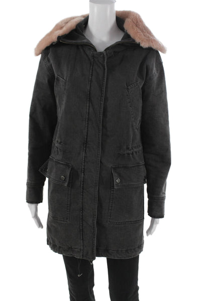 Margaret OLeary Womens Parka Gray Zip Long Sleeve Size M