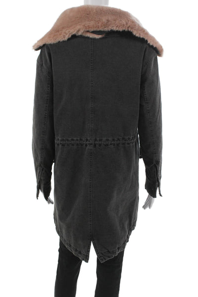 Margaret OLeary Womens Parka Gray Zip Long Sleeve Size M