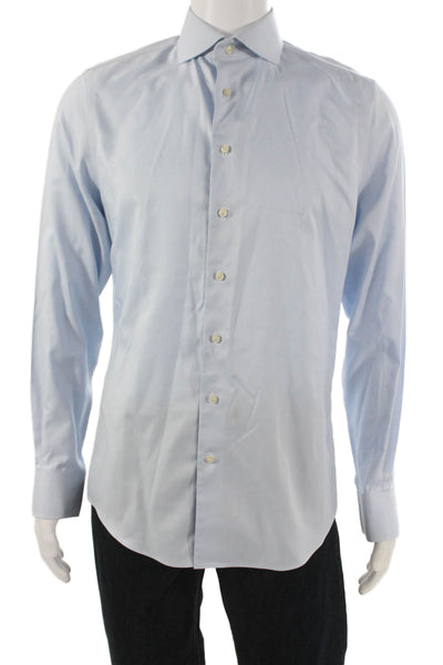 Suit Supply Mens Blue Cotton Collared Dress Shirt Button Size L